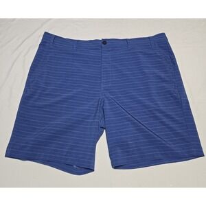 Grand Slam Performance Shorts Mens Golf Flat Front Blue Stripes Size 42 Pockets